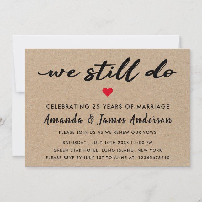 Simple Kraft Texture Vow Renewal Invitation (Front)