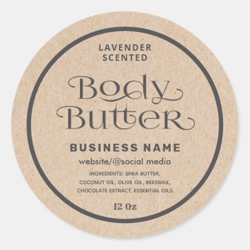 Simple Kraft vintage script body butter label