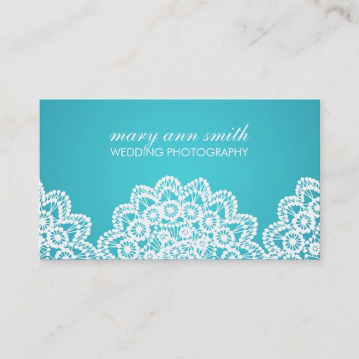Customizable Simple Lace Wedding Photography Blue Business Cards
