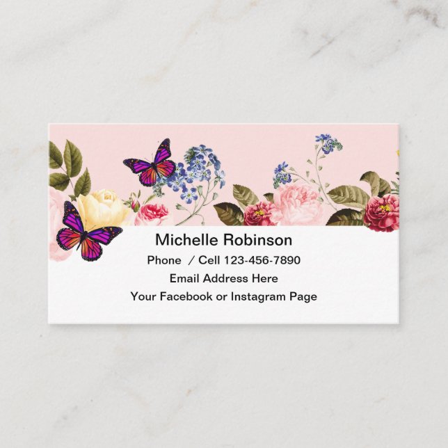 Simple Ladies Social Networking Contact Cards (Front)
