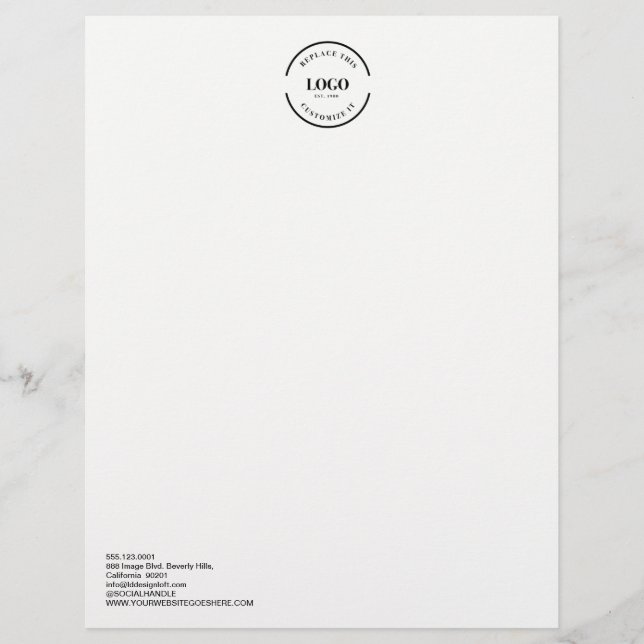 Simple LARGE Business logo customizable  Letterhead (Front)
