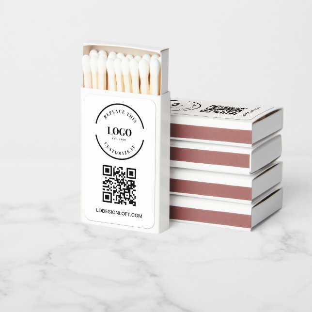 Simple Large Business Logo QR code website  Matchboxes (Stacked)