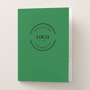 Simple large Business Logo website Green Custom Pocket Folder