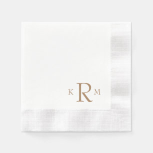Simple Large Gold Corner Monogram Coined Napkins