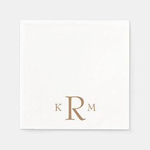 Simple Large Gold Monogram Cocktail Napkins