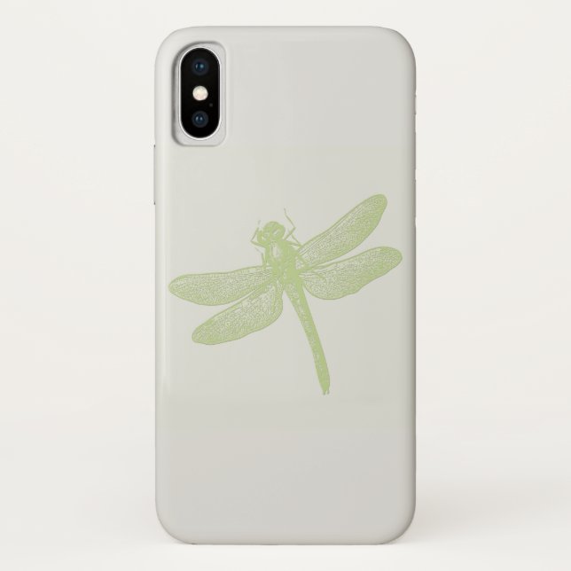 Simple Large Green Stamped Dragonfly Case-Mate iPhone Case (Back)