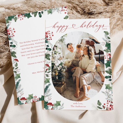 Simple Large Oval Photo Happy Holidays Card 