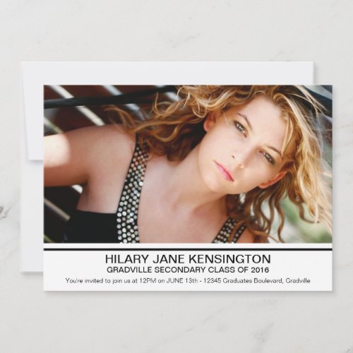 Simple Large Photo Graduation Party or Ceremony Personalized Announcements