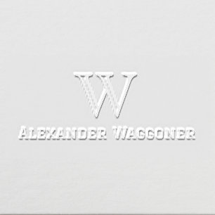 Simple Large Single Initial Monogram with Name Embosser