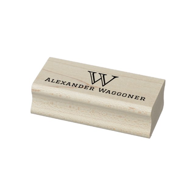 Simple Large Single Initial Monogram with Name Rubber Stamp (Stamp)