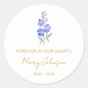 Simple Larkspur Memorial  Classic Round Sticker