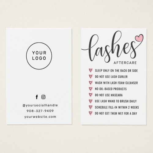 Simple  Lash Aftercare Eyelash Extensions Card