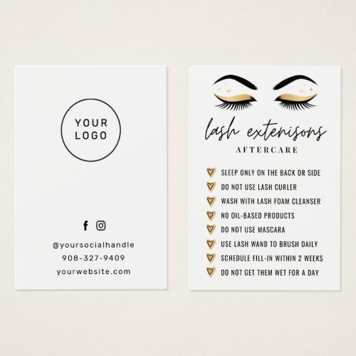 Simple  Lash Aftercare Eyelash Extensions Card