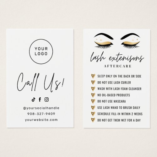 Simple  Lash Aftercare Eyelash Extensions Card