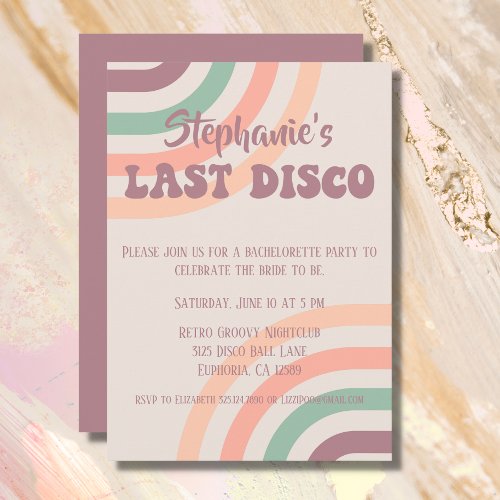 Simple Last Disco Retro Bachelorette Invitation
