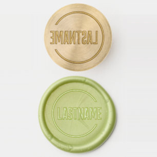 Simple Last Name - Off Center Circle Border Wax Seal Stamp
