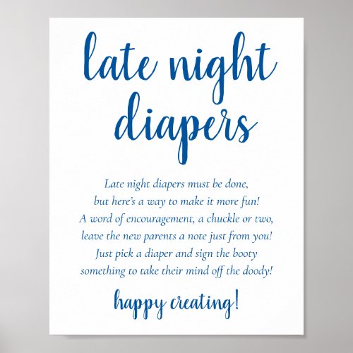 Simple Late Night Diapers  Red Cherry Baby Shower Poster