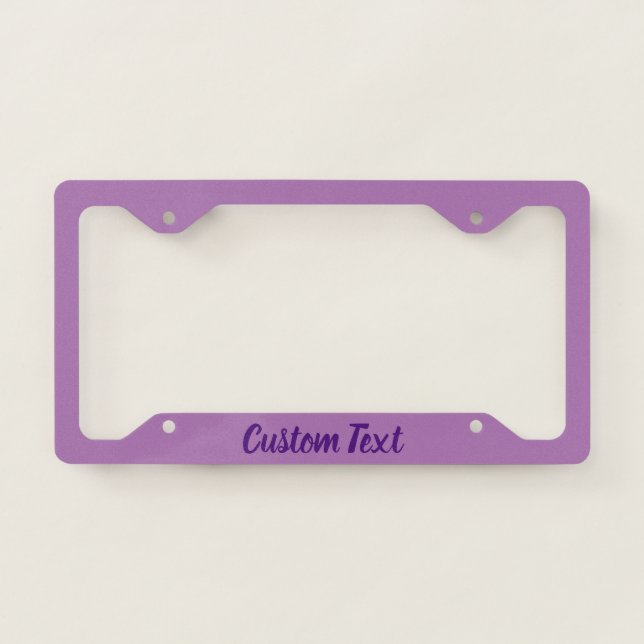 Simple Lavender and Royal Purple Cursive Script License Plate Frame (Front)