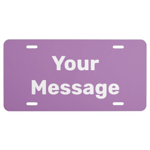 Simple Lavender and White Your Message Template License Plate