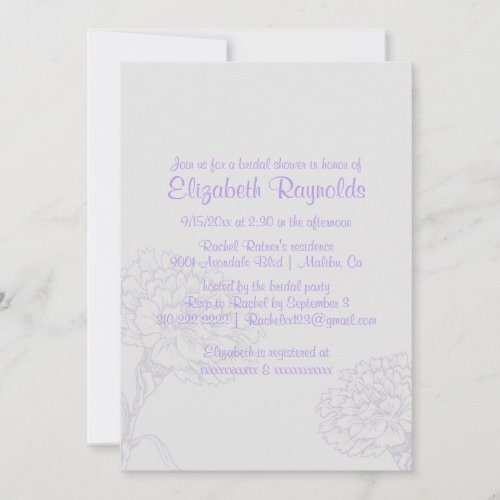 Simple Lavender Bridal Shower Invitations