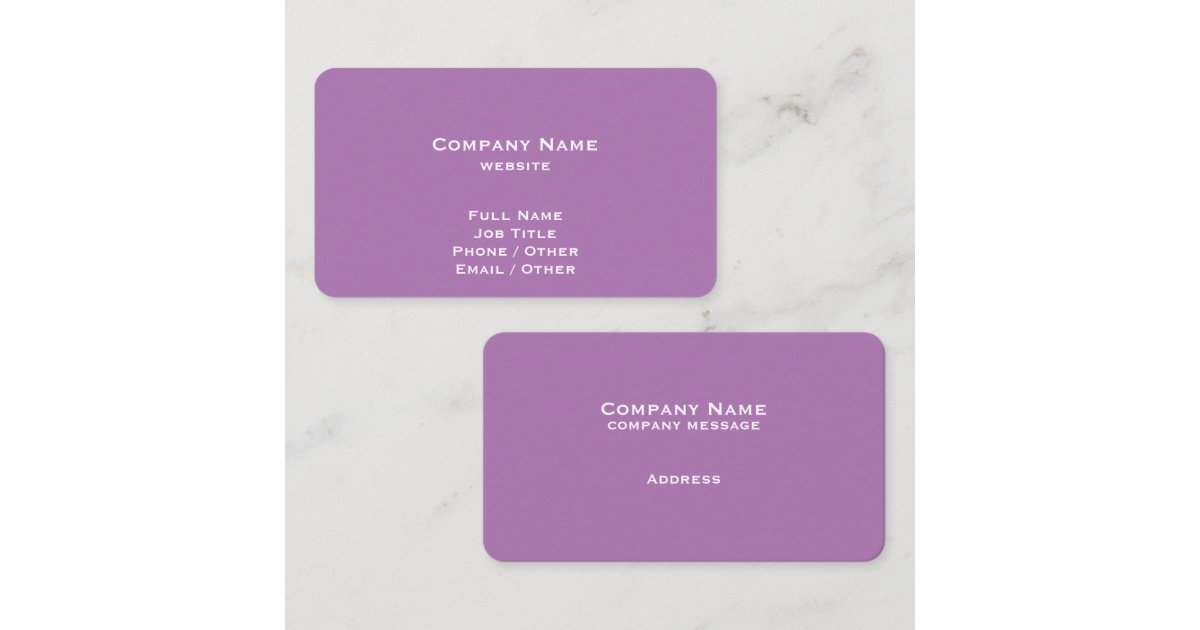 Simple Lavender Business Card Zazzle