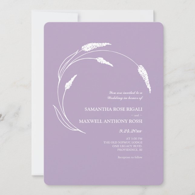 Simple Lavender Floral Wedding Invitation (Front)