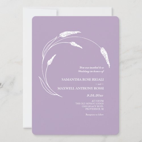 Simple Lavender Floral Wedding Invitation