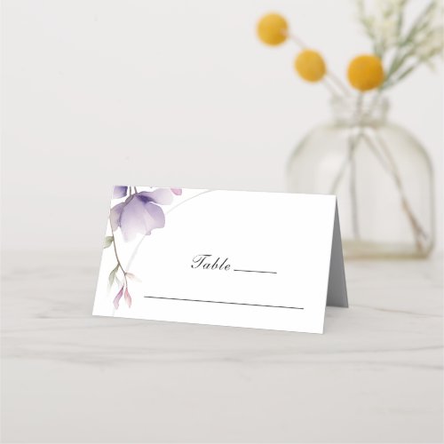 Simple Lavender Flower Watercolor Wedding Place Card