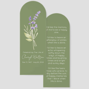 Simple Lavender Funeral Memorial Bookmark