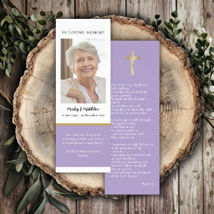 Simple Lavender Funeral Prayer Card Bookmark