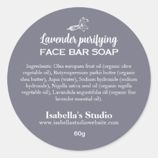 Simple Lavender Handmade Soap Ingredients Homemade Classic Round Sticker