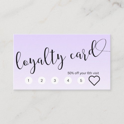 Simple lavender handwritten script calligraphy loyalty card