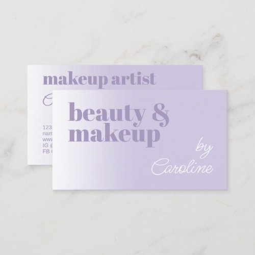 Simple Lavender Lilac Violet White Calligraphy Business Card