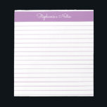 Simple Lavender Lined Personalized Notepad<br><div class="desc">Simple Lavender Lined Personalized Notepad These customizable notepads are simple for every day use or sending a formal note to someone from your home office or desk. You can also choose a variety of colors from our shop for your home office needs. Personalize these notepads with your name or give...</div>