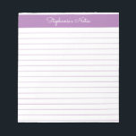 Simple Lavender Lined Personalized Notepad<br><div class="desc">Simple Lavender Lined Personalized Notepad These customizable notepads are simple for every day use or sending a formal note to someone from your home office or desk. You can also choose a variety of colors from our shop for your home office needs. Personalize these notepads with your name or give...</div>