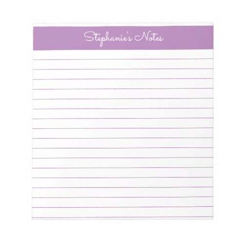 Simple Lavender Lined Personalized Notepad
