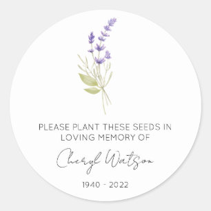 Simple Lavender Memorial Seed Packet Classic Round Sticker