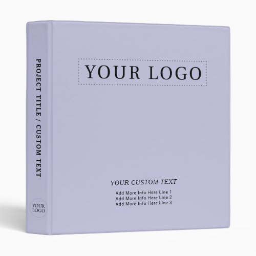 Simple Lavender Minimal Business Logo Promotion 3 Ring Binder