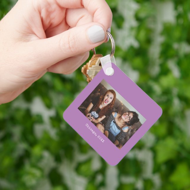 Simple Lavender Minimalist Photo Keepsake Keychain (Hand)