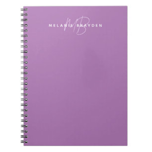 Simple Lavender Minimalist Two Monogram Name Notebook