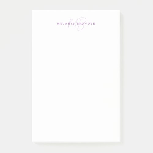 Simple Lavender Minimalist Two Monogram Name Post_it Notes