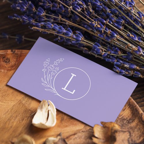 Simple Lavender Monogram Makeup Artist  Business Card