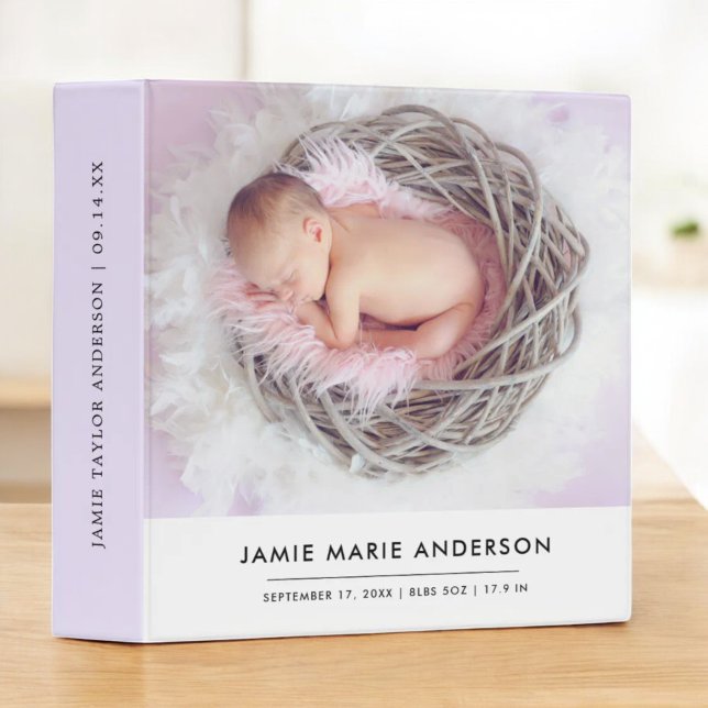Simple Lavender New Baby First Year Photo 3 Binder (Creator Uploaded)