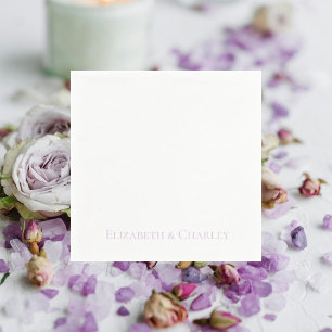 Simple Lavender Personalized Wedding Cocktail Napkins