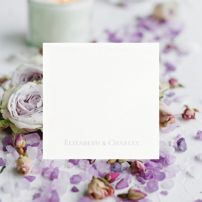 Simple Lavender Personalized Wedding Cocktail Napkins (Creator Uploaded)