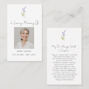 Simple Lavender Photo Funeral Prayer Card