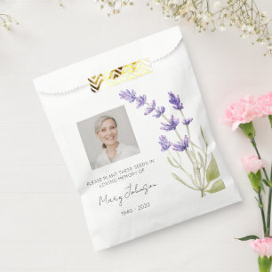 Simple Lavender Photo Funeral Seed Favor Bag