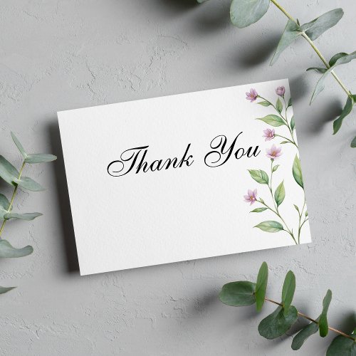 Simple lavender pink green floral Thank You Invitation