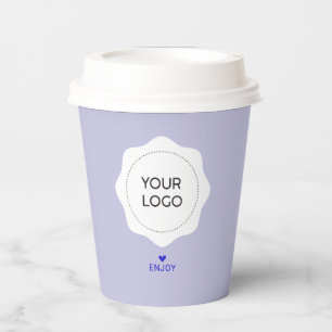 Simple Lavender & Purple Business Logo Custom Paper Cups