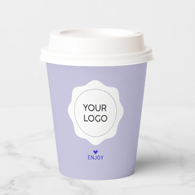 Simple Lavender & Purple Business Logo Custom Paper Cups (Front)